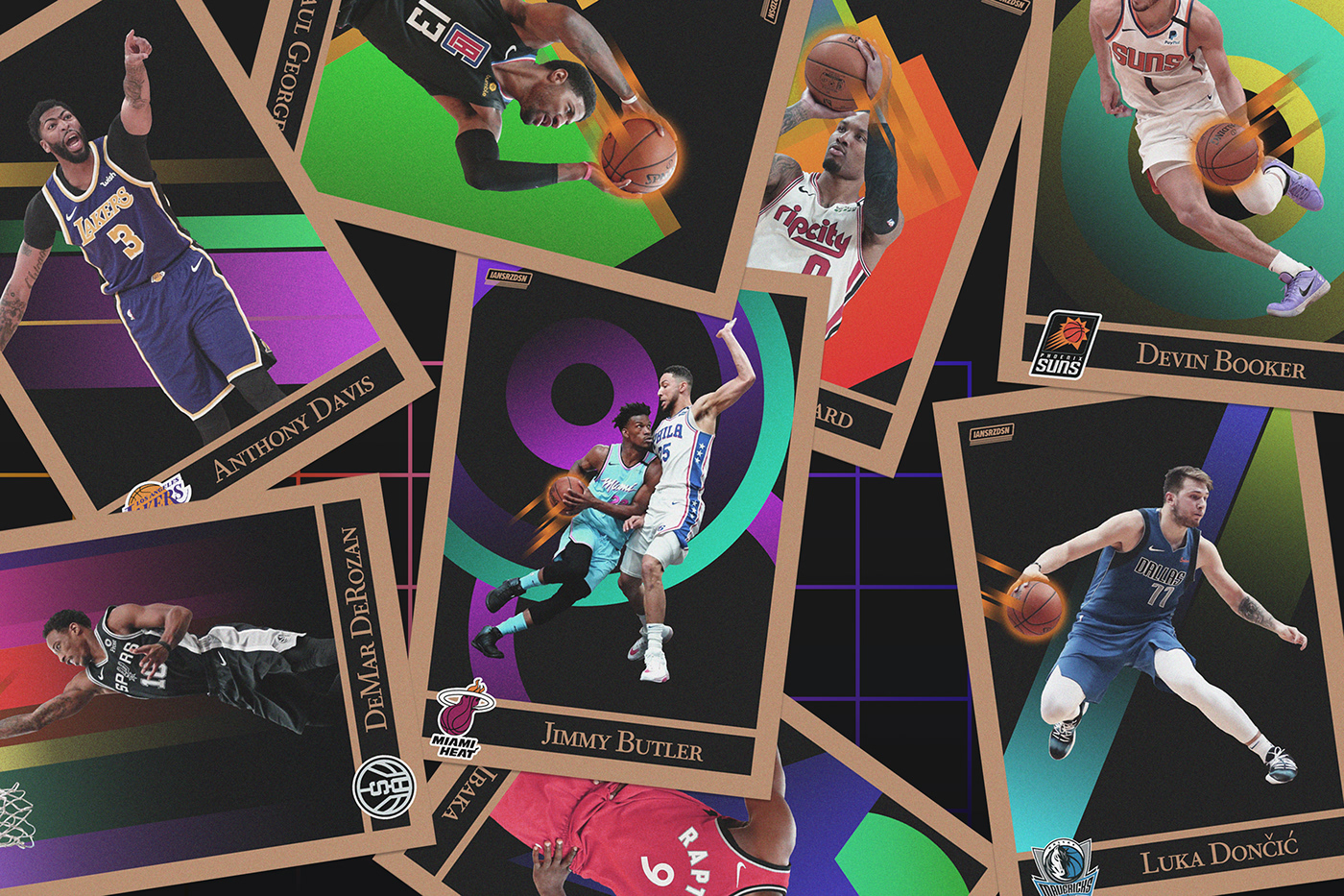 90s basketball cards color NBA Retro sports stars Throwback vintage