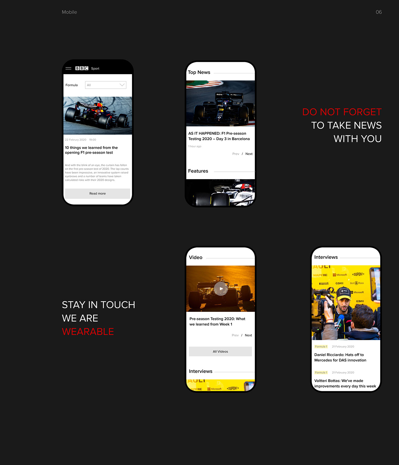 BBC Formula 1 news News Portal redesign UI/UX UI/UX Design Webdesign