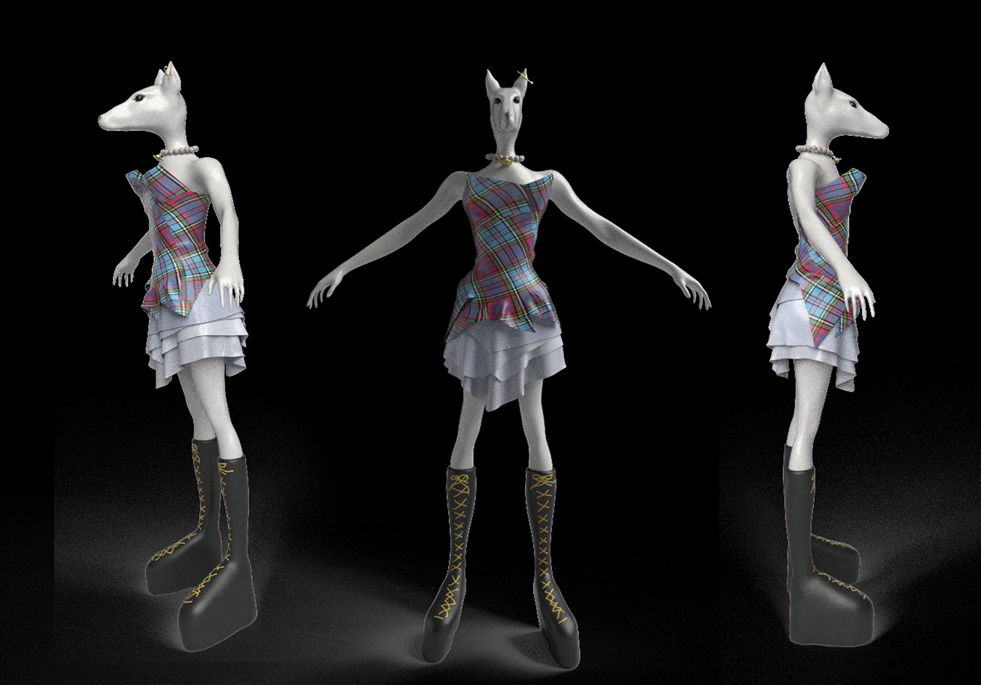 vivienne westwood fashion design moda Mascot model Zbrush 3D Render Clothing Fashion 
