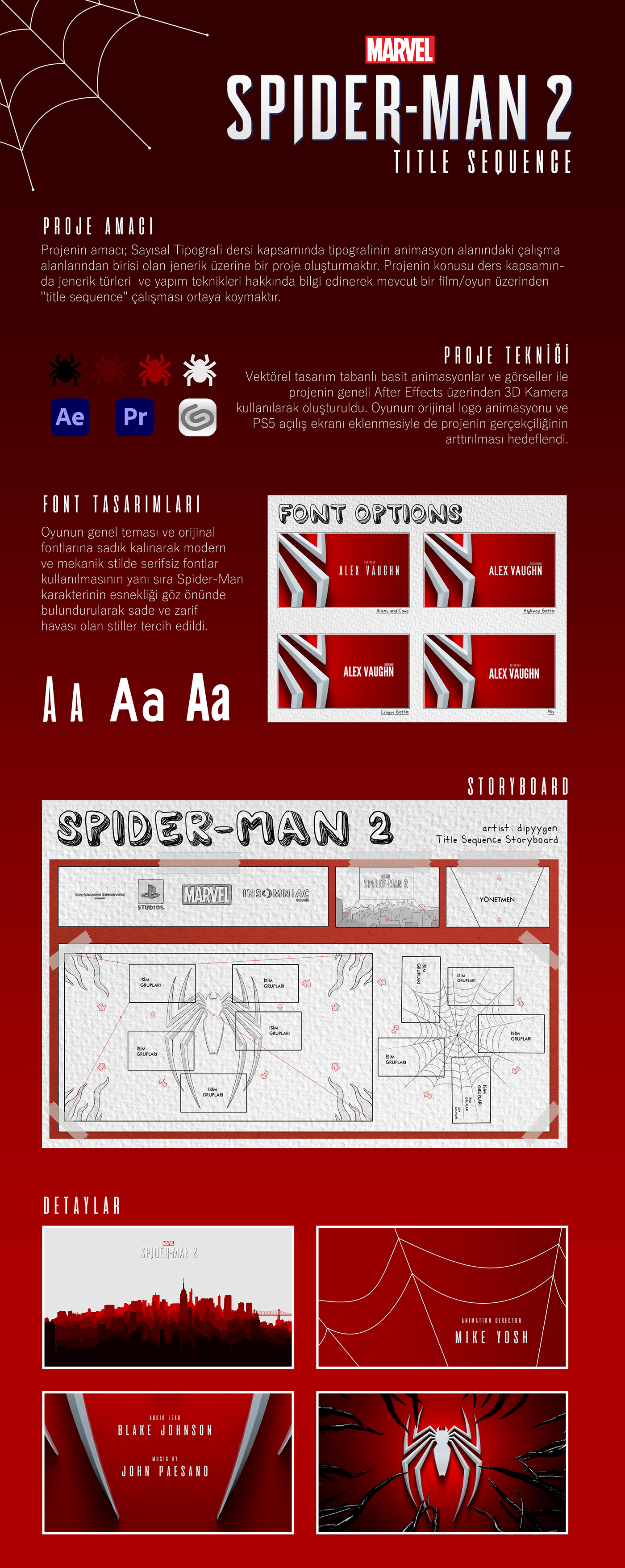 grafik tasarım titlesequence Opening Digital Art  typography   spiderman marvel ps5 School Project