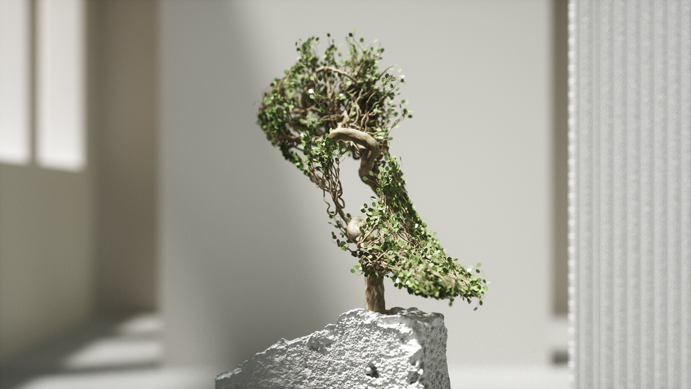 Art Direction . Nike Free . Nike . nature . Foot . Wood . tree . sculpture 3D Design .