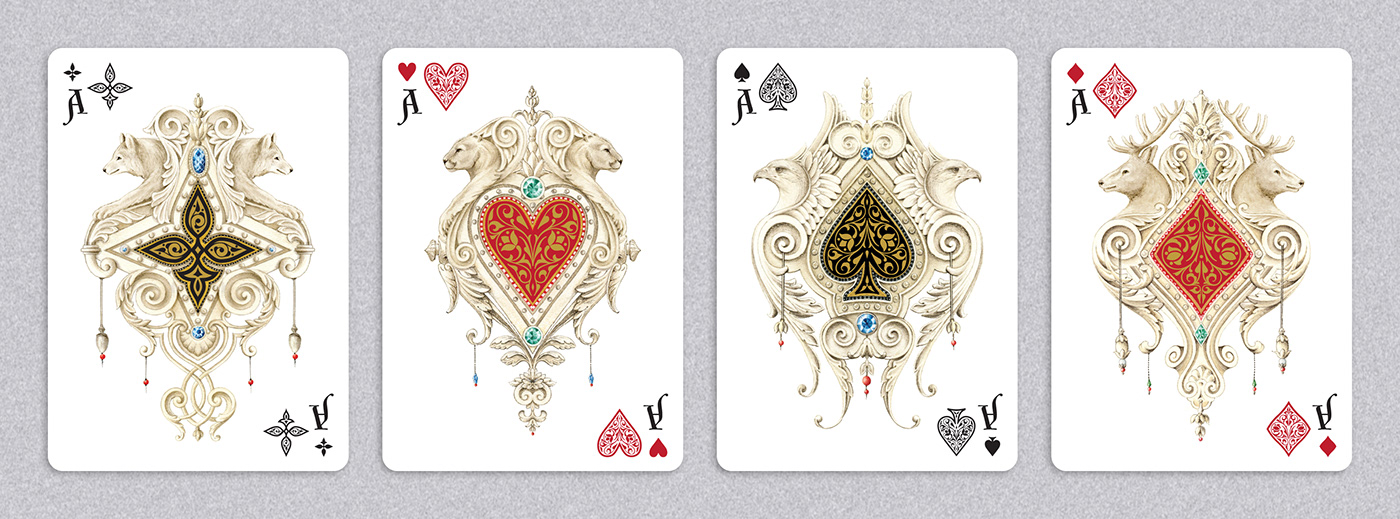 architecture hand made ILLUSTRATION  jewelry Kingdoms medieval ornament Playing Cards Renaissance Unique