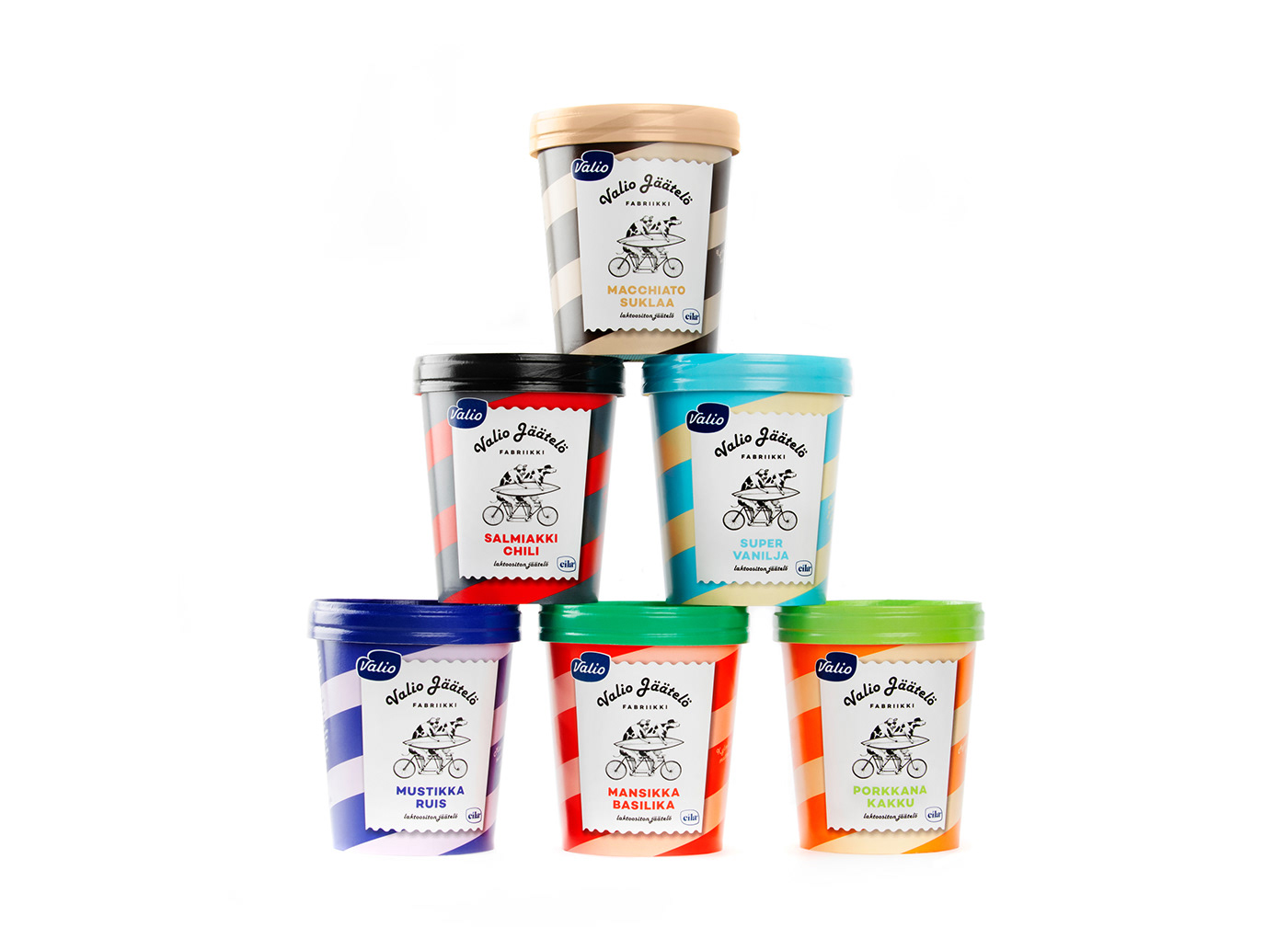 branding  package ice cream stripes Colourful  Fun graphic design  blueberry rye valio
