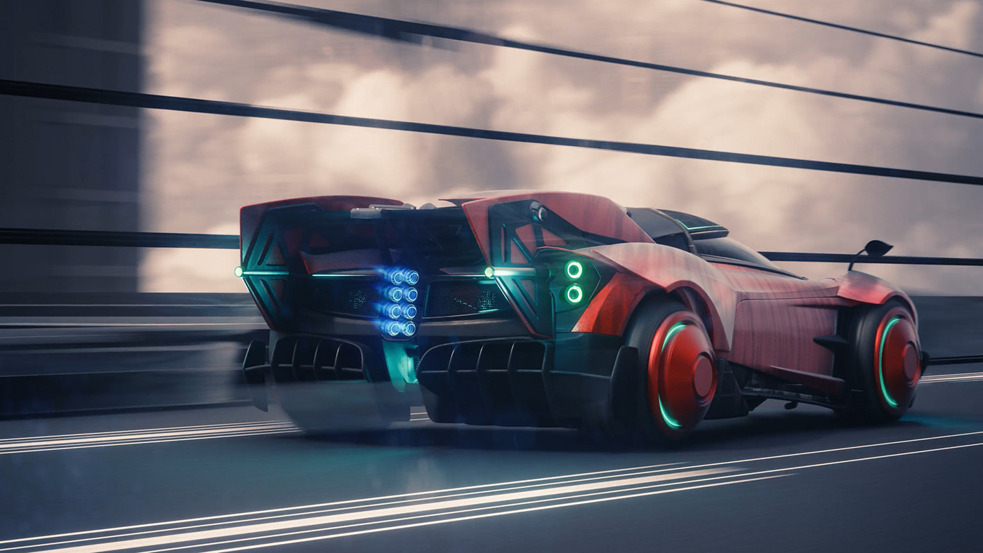 automotive   car custom design Cyberpunk futuristic HardSurface Pagani supercar Vehicle akira