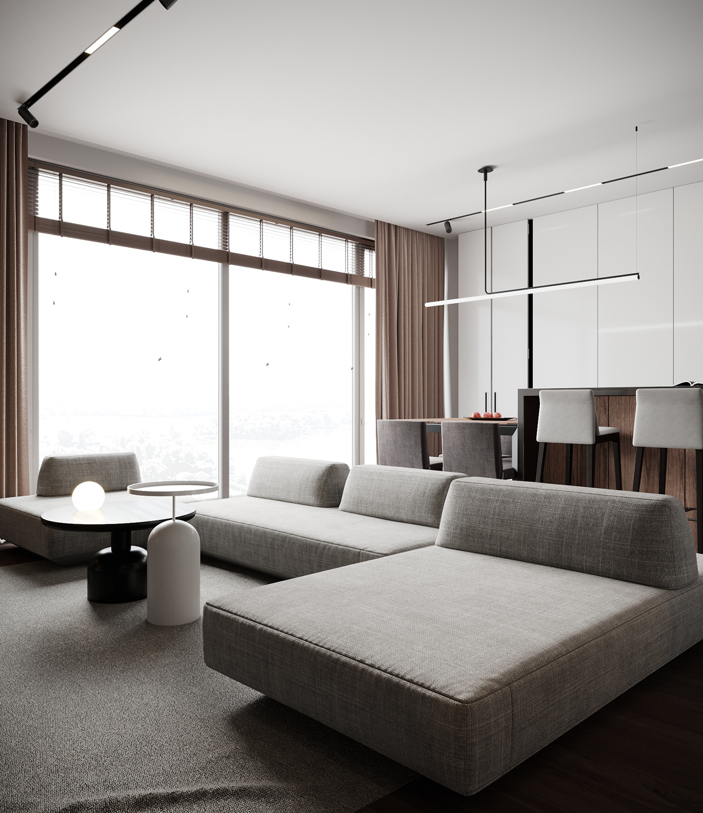 interior design  visualization Render apartment Interior bedroom kitchen living room Minimalism INTERIOR RENDERING
