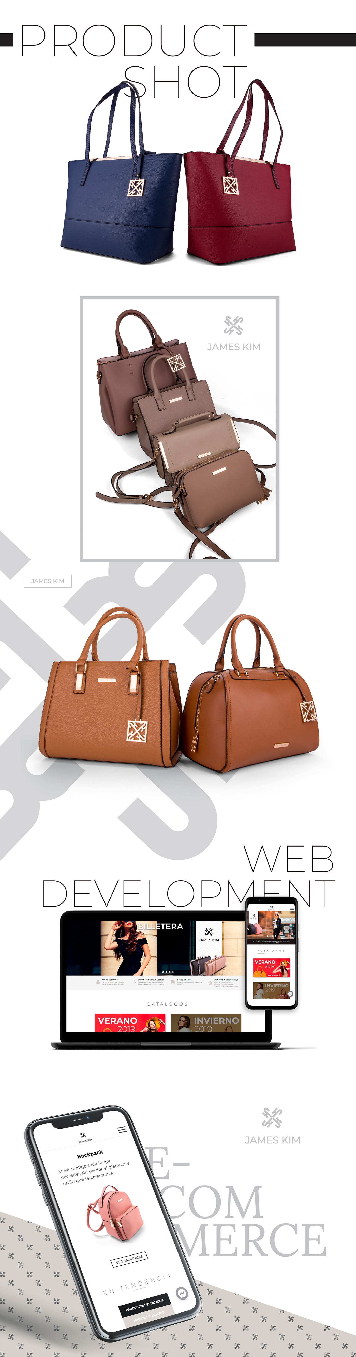 accesories branding  clothes e-commerce Fashion  handbags product shot web development 