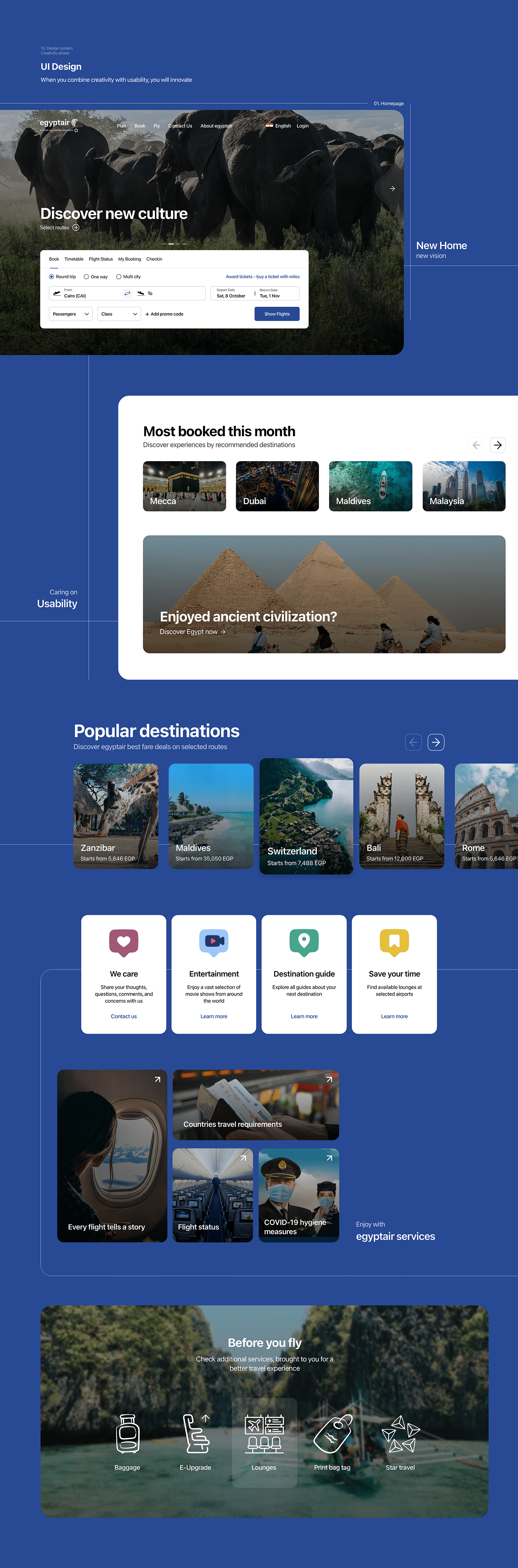 airline Egyptair flight Travel Website UI/UX logo Case Study book egypt