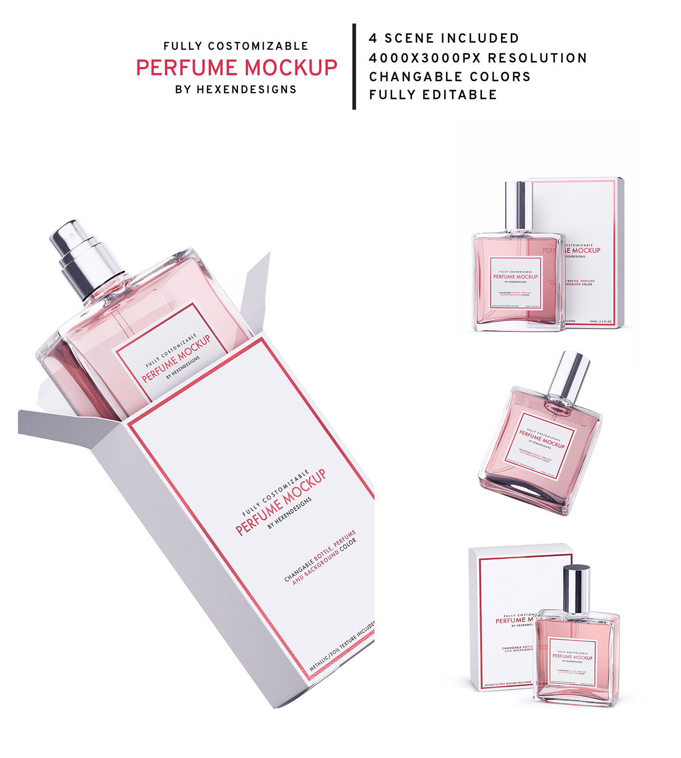 beauty perfume Cosmetic Mockup femal glass Perfume mockup Aroma Fashion 