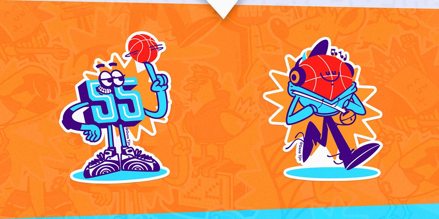 basketball art basketball design Character design  children illustration digital illustration ILLUSTRATION  NBA Art product design  stickers design vector art