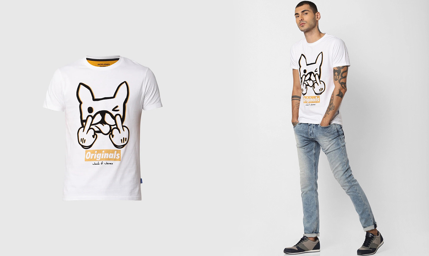 adobe illustrator brand identity Clothing design Fashion  jackjones print t-shirt textile typography  