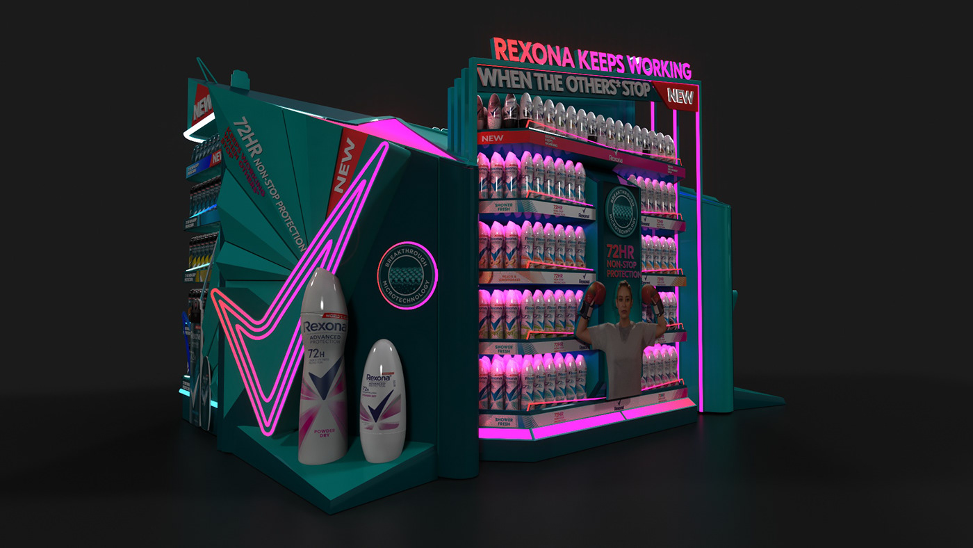 design Rexona Advertising  display design 3D vray Exhibition  Stand Exhibition Design  3ds max