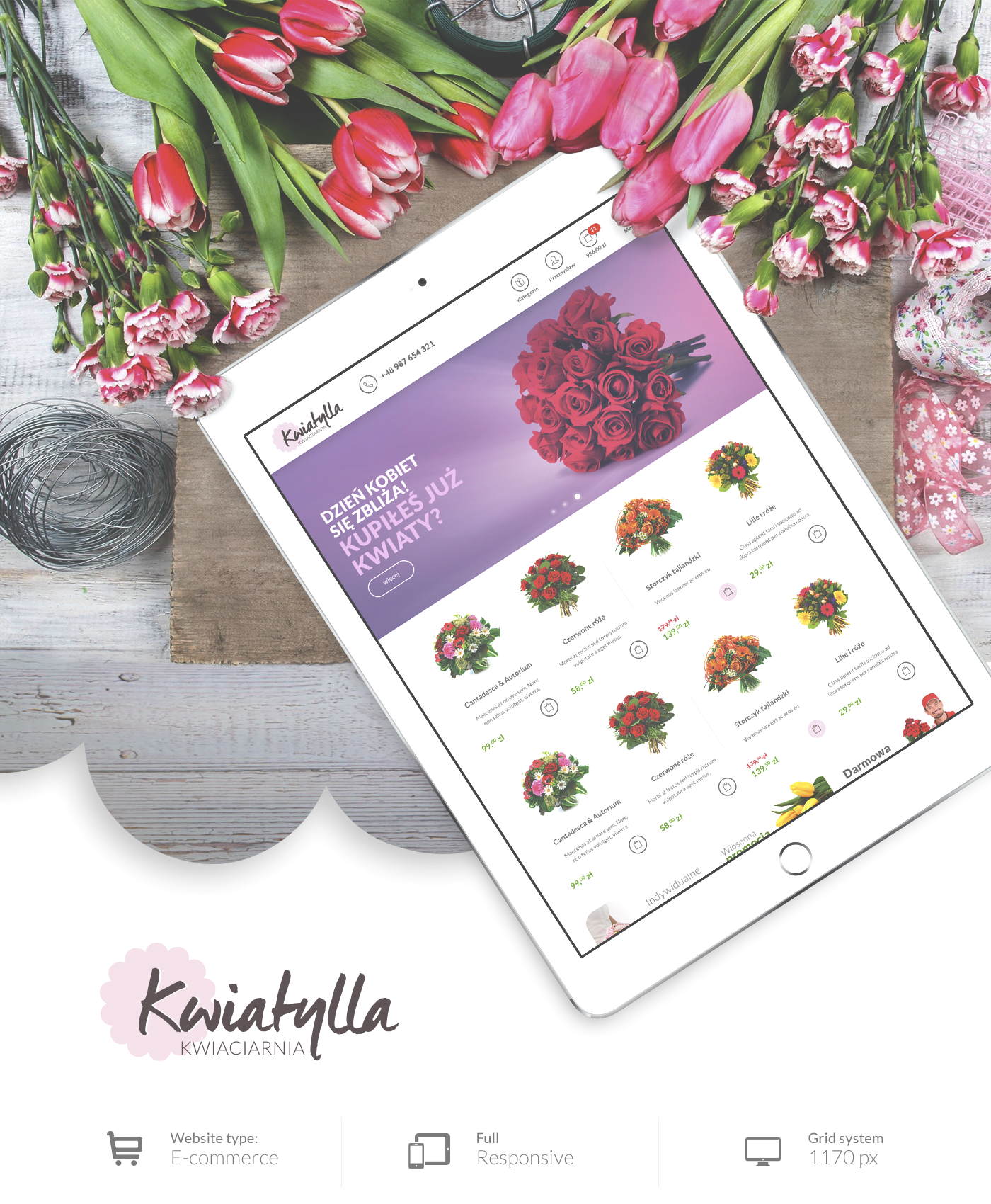 kwiatylla strore florist e-commerce Ecommerce flower CePixel poland shop e-store design Webdesign