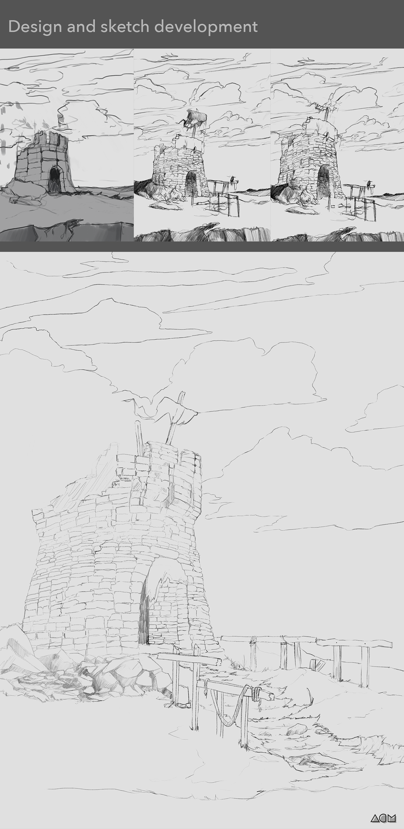 Landscape mountain tower stone adobe Gimp disegni tumblr concept art Drawing  dribble