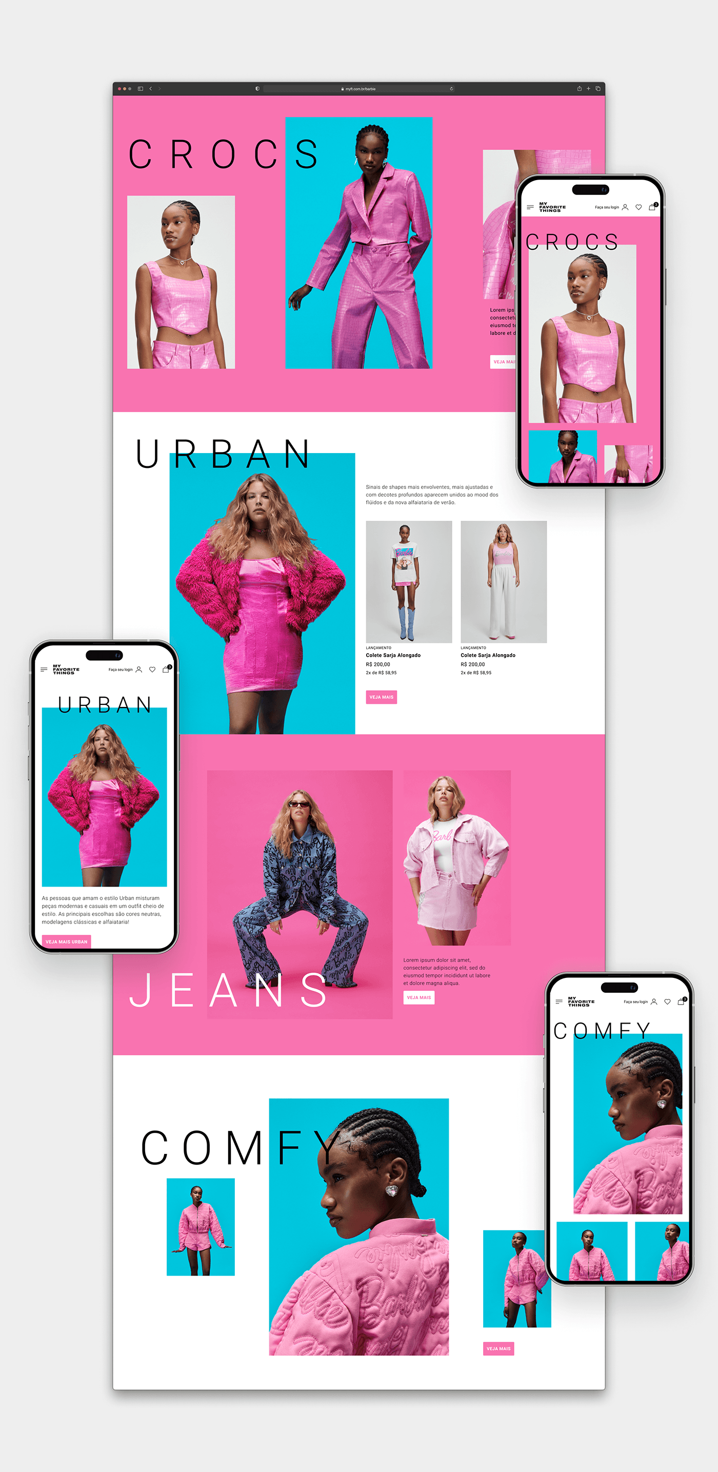 landing page barbie pink design ui design UI Figma user interface MyFT Fashion 