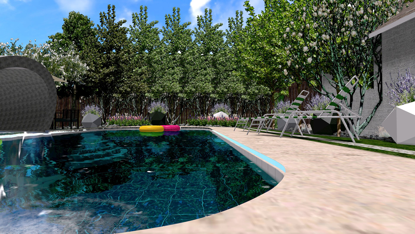 Pool outdoorseating outdoordesign exteriordesign contemporarylandscape spalounge zengarden