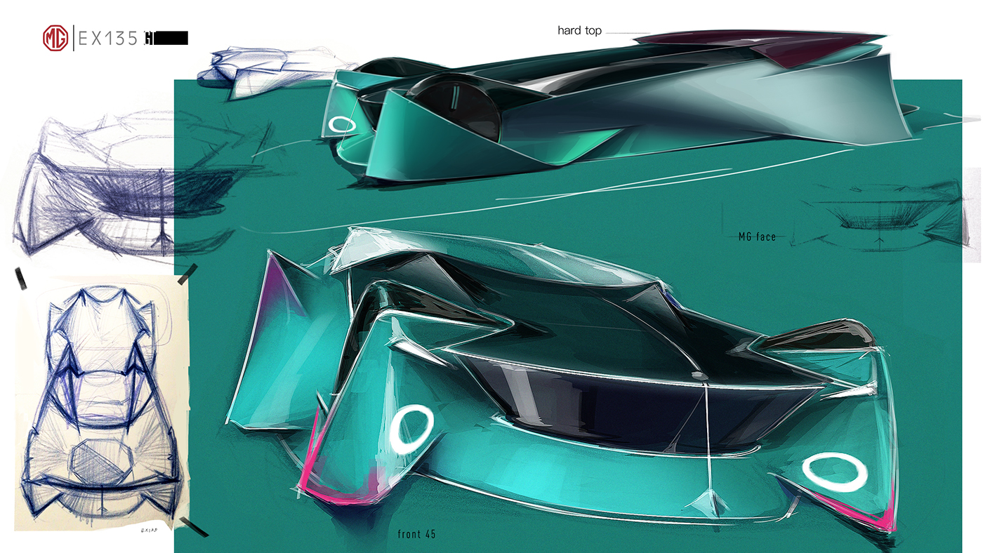 SAIC DESIGN MG EX135 gt sports car Grand Touring Automotive design CGI Car Interior reborn