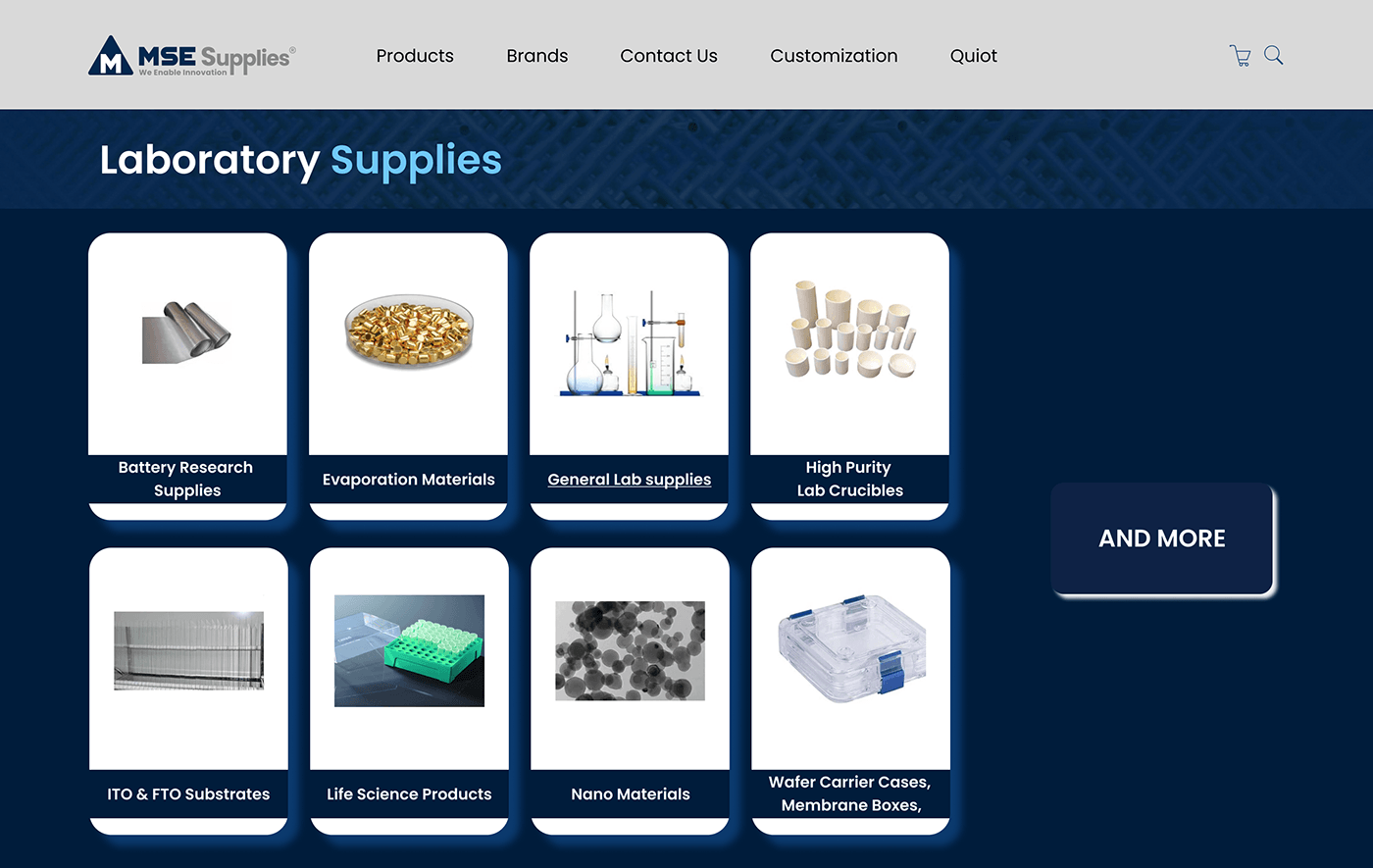 advanced materials Laboratory equipment Laboratory Supplies Analytical Services Customized Solutions MSE Supplies