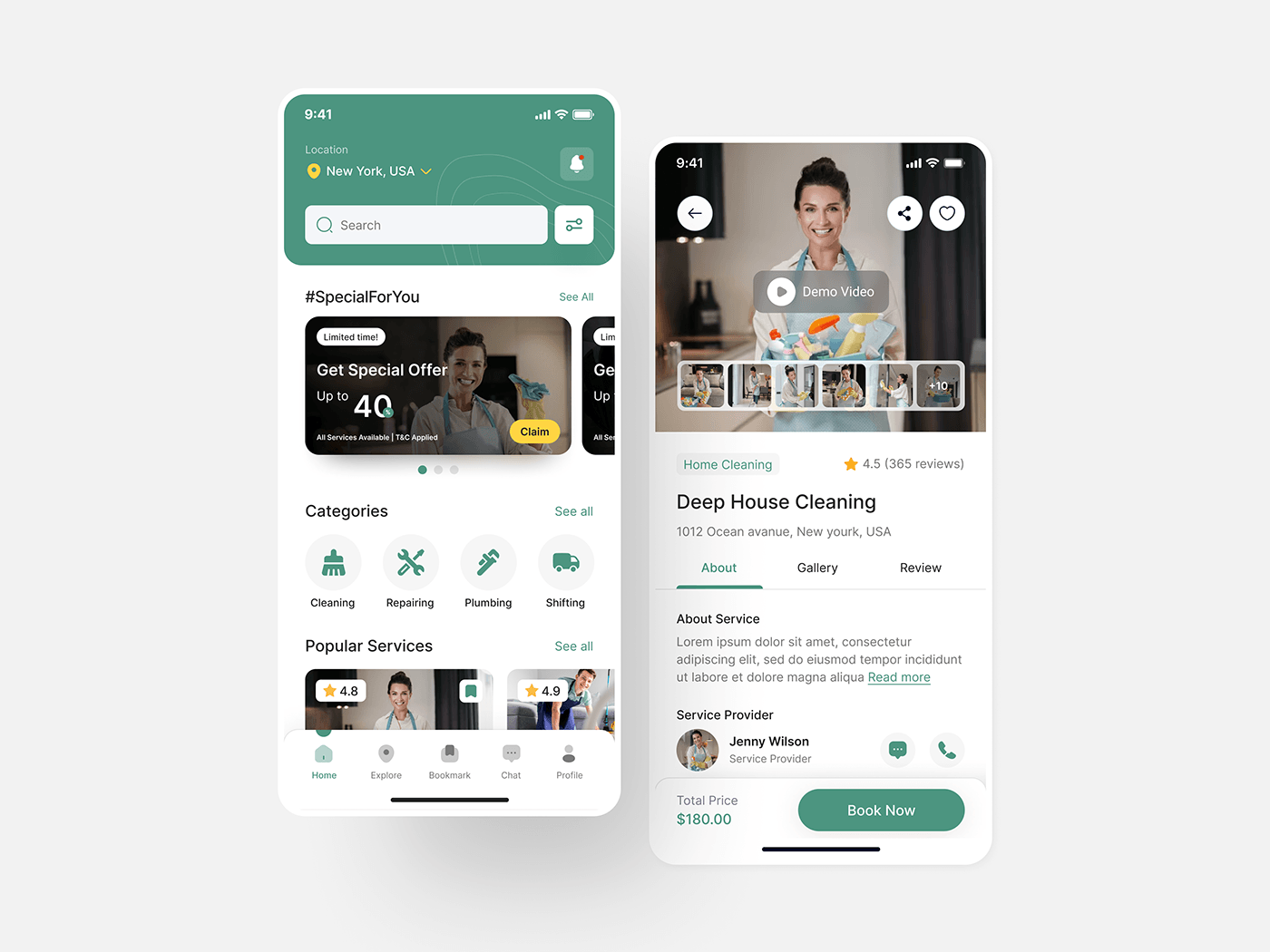 Home Cleaning and Service Booking Mobile App UIUX Design