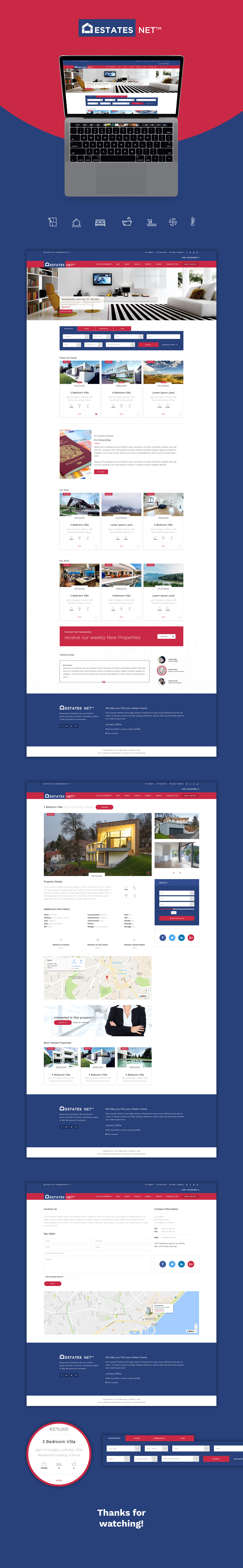 real estate Website clean design site estates net EstatesNet