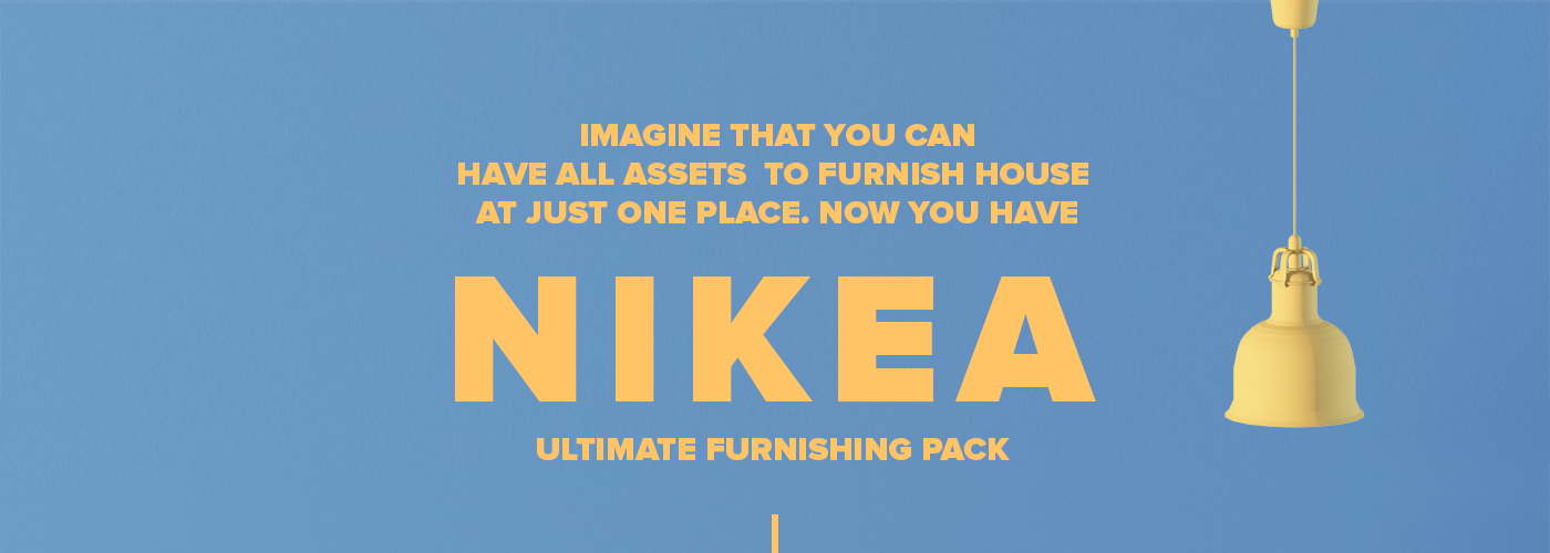 3D furniture bundle asset lowpoly design NIKEA house