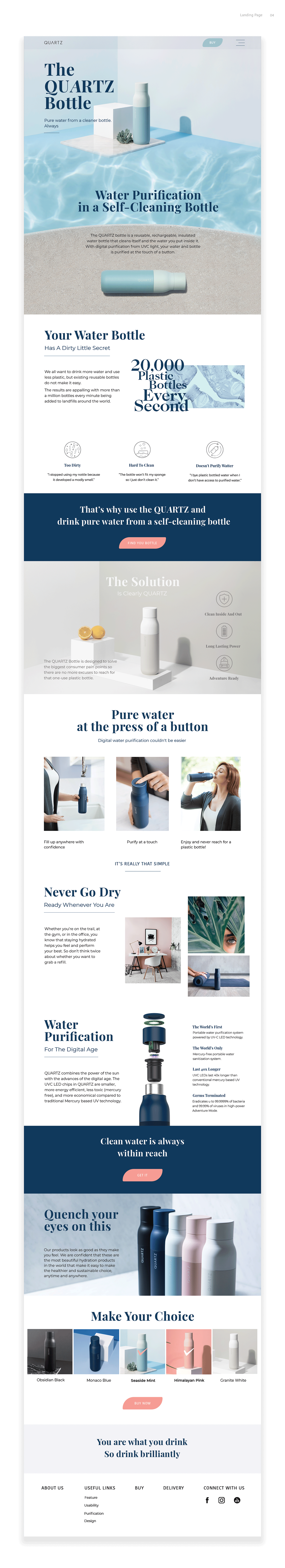web-design landing Website ux/ui product water aqua bottle blue mobile
