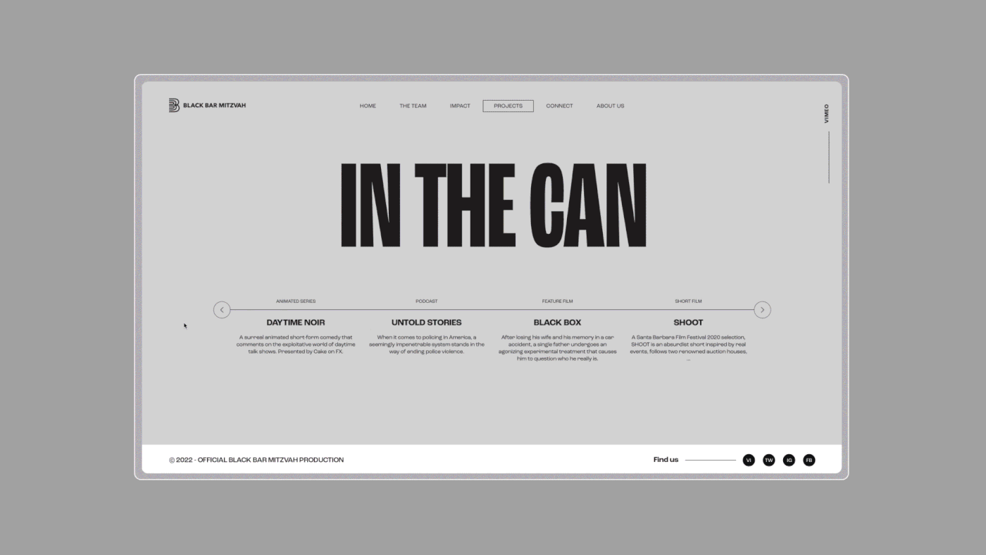 cinematography design Film   Production typography   UI video Web Design  Website