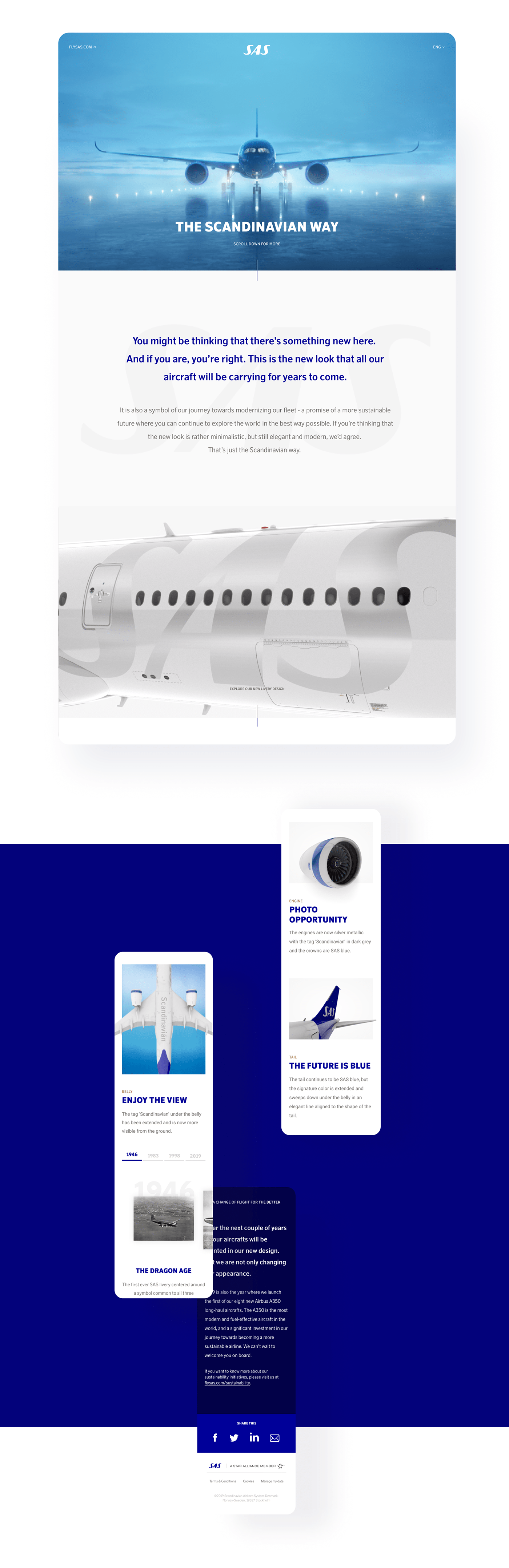 Advertising  Aeroplane Appdesign art direction  campaign flight plane sas UI Website