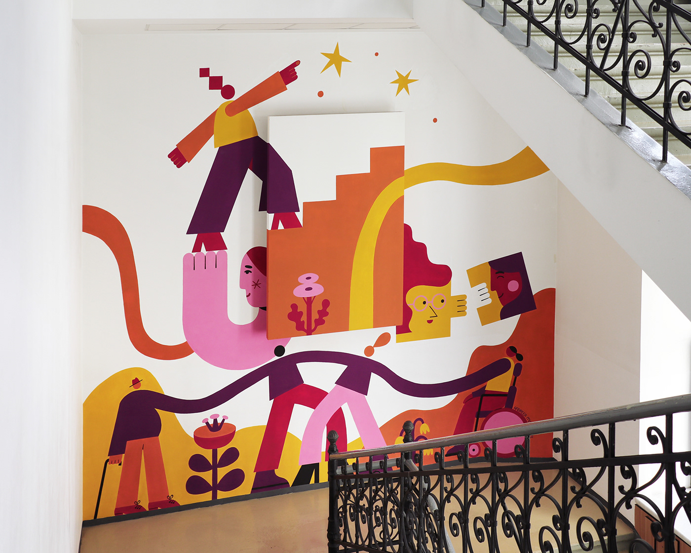 Mural painting   mural art wall painting ILLUSTRATION  colorful characters bucharest Anthropology indoor mural 