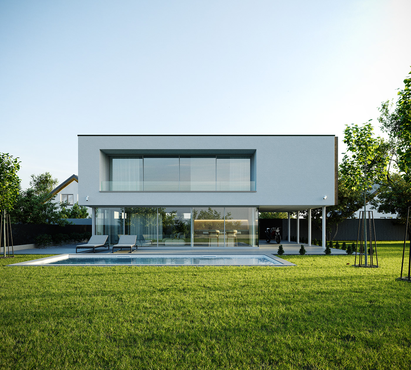 architecture visualization exterior CGI design house modern Render archviz corona