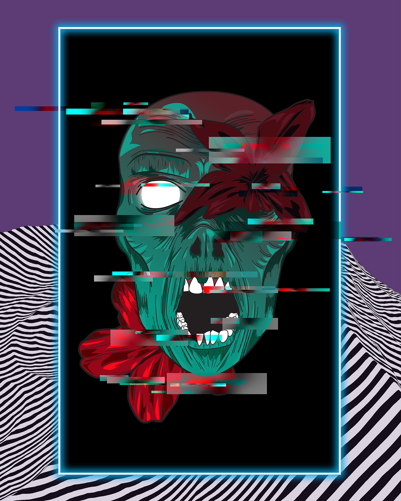 abstract design digitalart flower ILLUSTRATION  Synthwave trippy vaporwave vectorart zombie