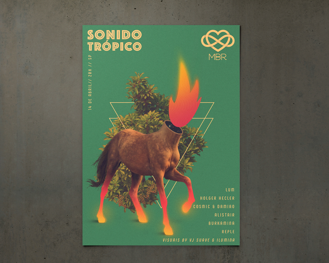 poster Digital Collage collage mula sem cabeça Headless Mule Brazilian Folklore folclore brasileiro mule fire
