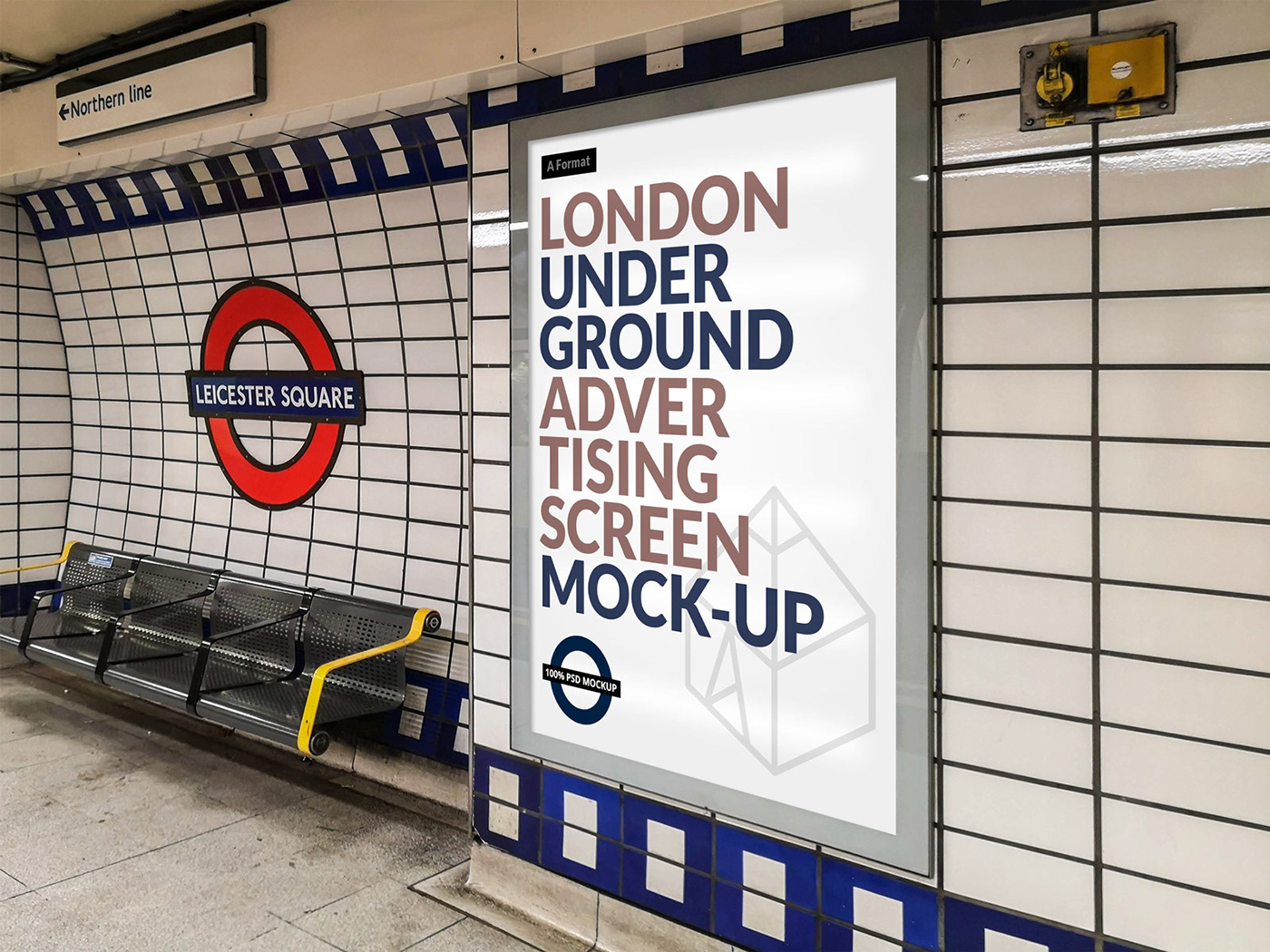 Mockup mock-up London underground tube metro poster screen subway advertisement