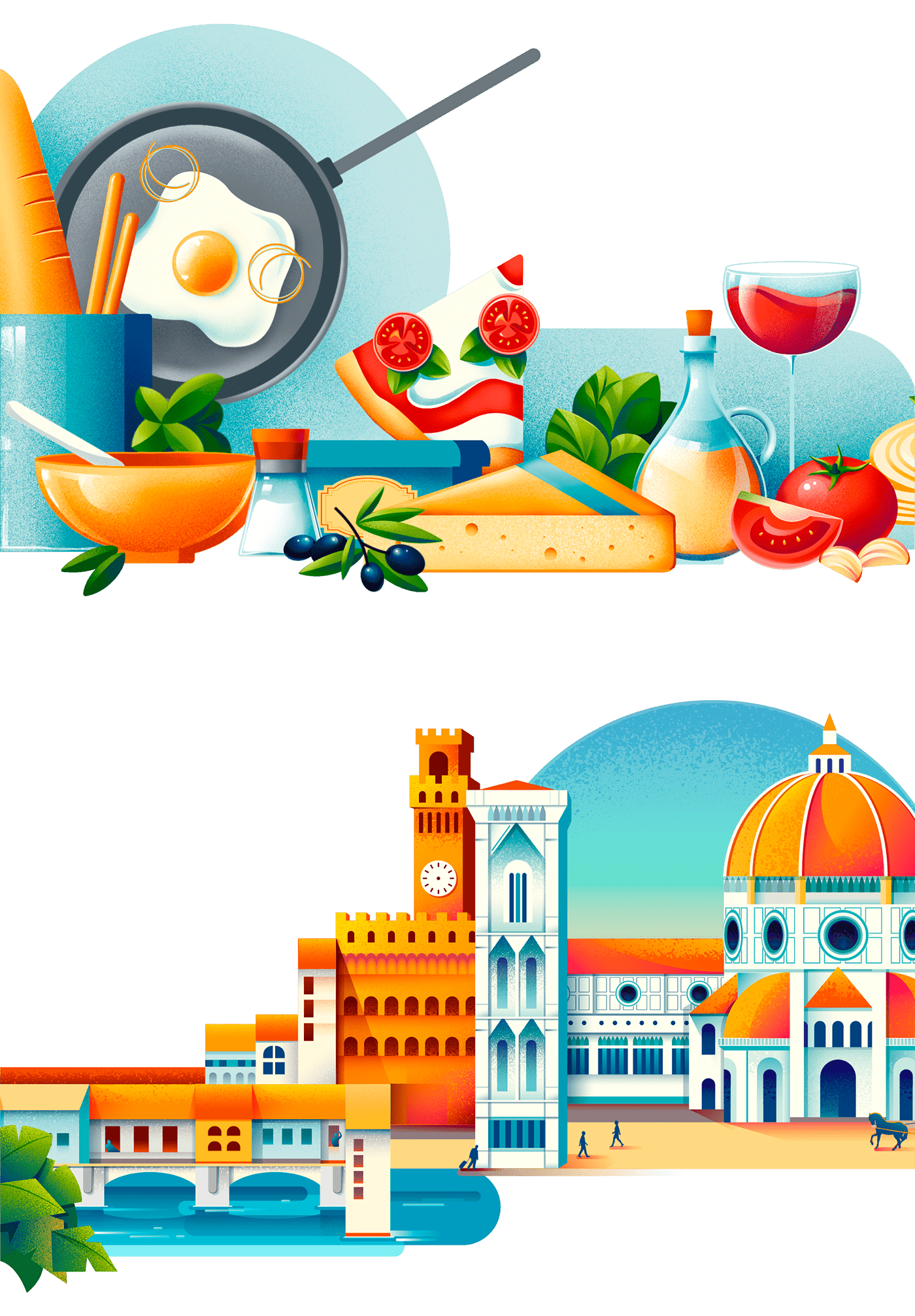 city Florence Food  Guide ILLUSTRATION  tour tourism Travel travelers UI