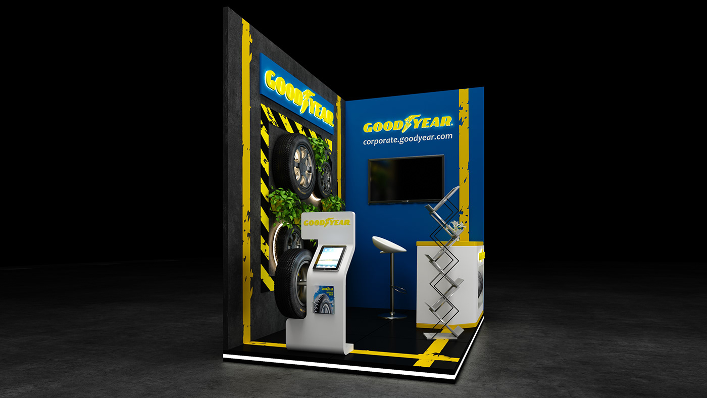 3D Designs booth booth design branding  exhibitions Interaction design  small booth Stand stand design tires stand