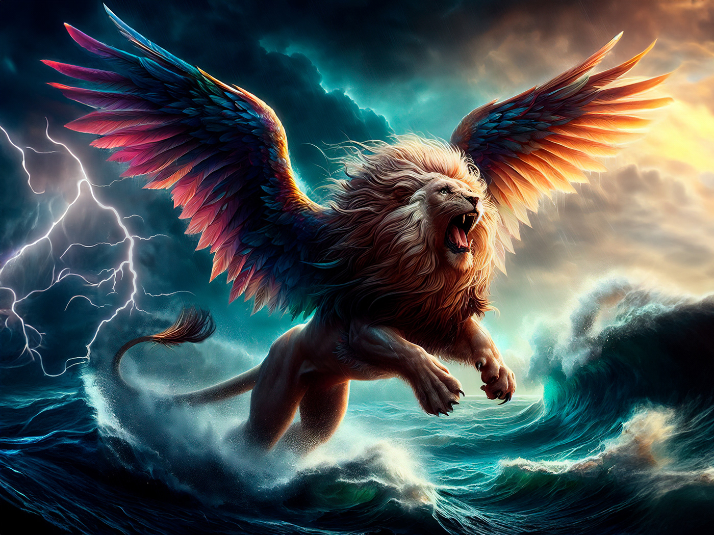 "The first was like a lion and had eagles' wings" (Dan 7:4).