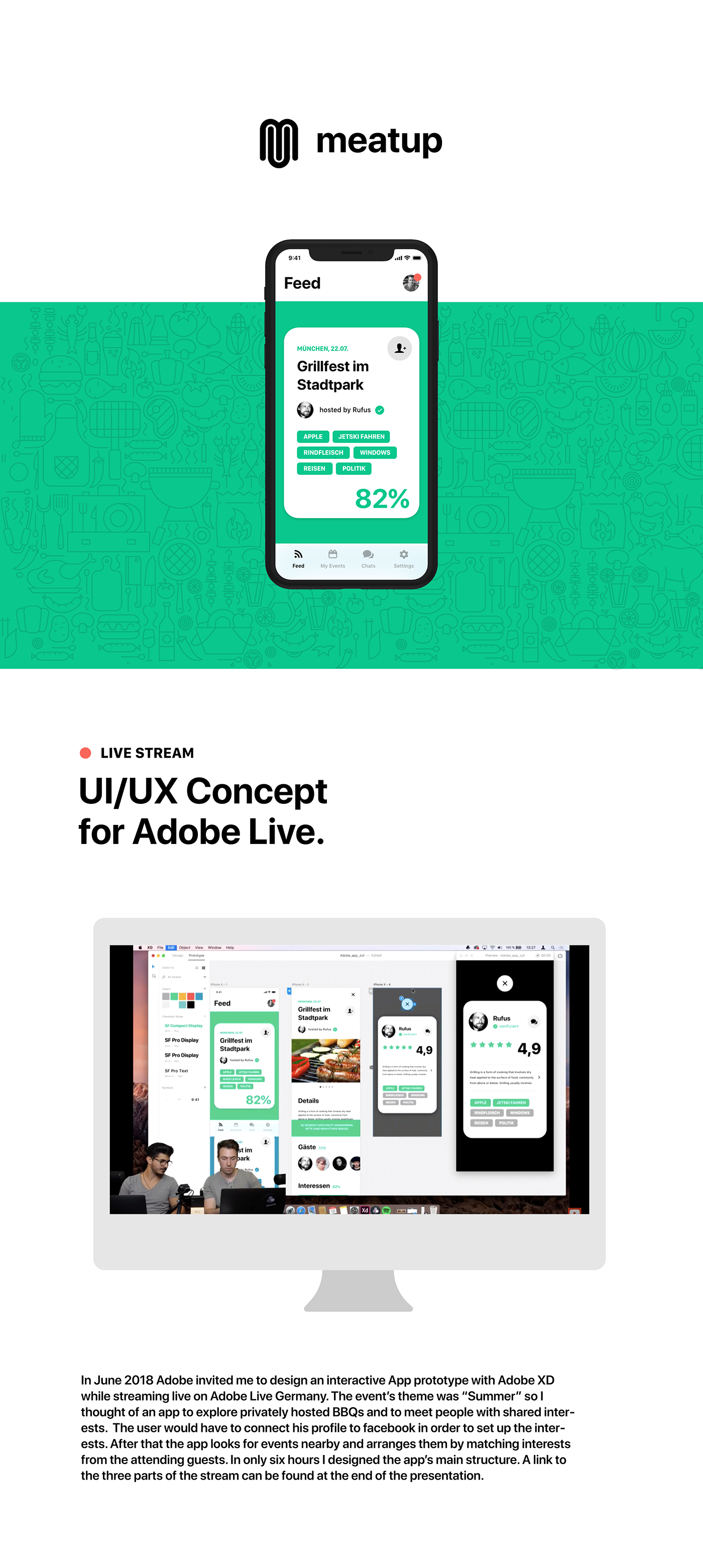 user interface iPhone x airbnb Events BBQ Adobe Live prototype user experience app design