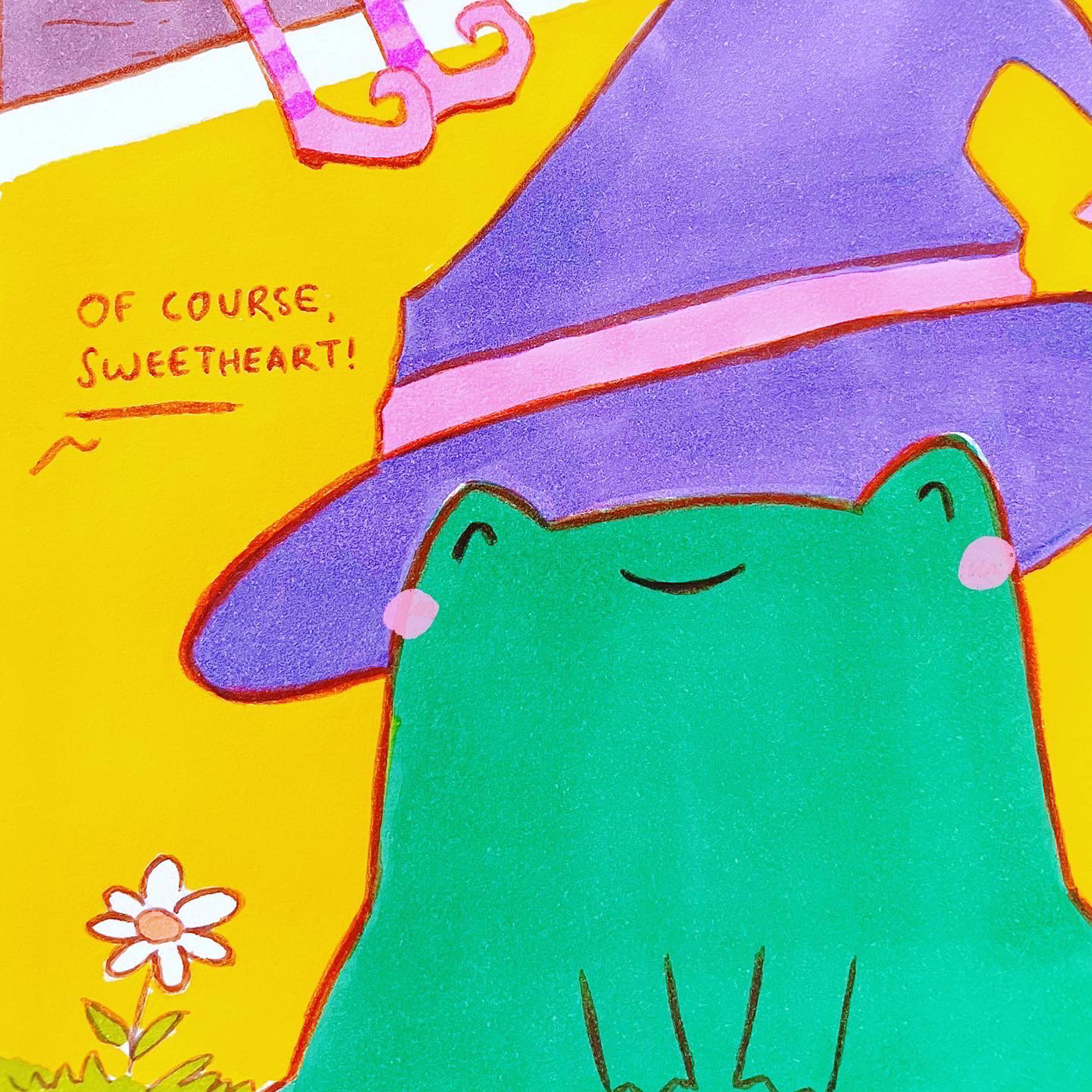 children comic cute frog narrative simple witch