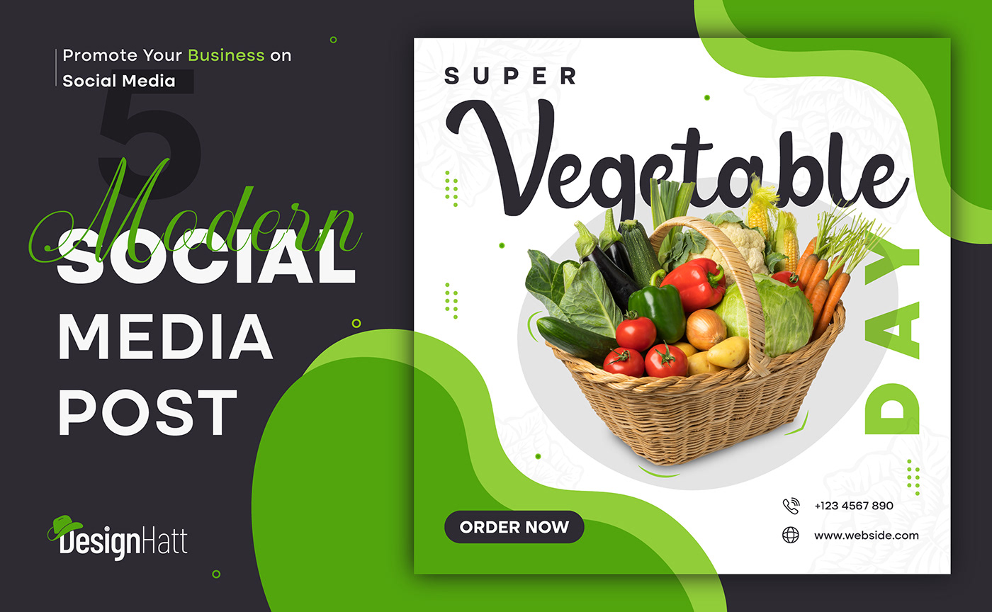 design Designhatt Food  food flyer Media Kit menu design post restaurant social media vegetables