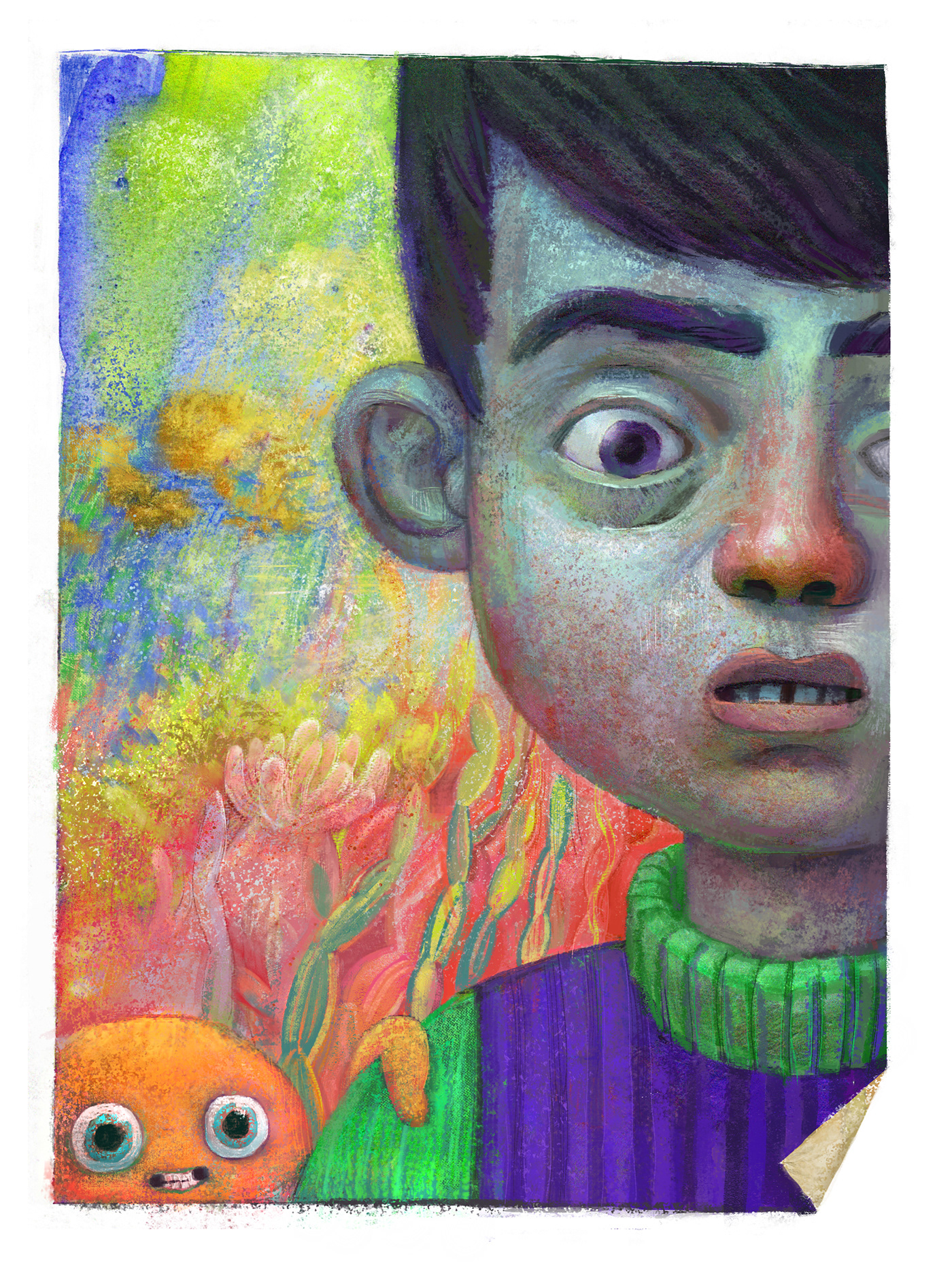 Picture book children book texture painting   Character portrait