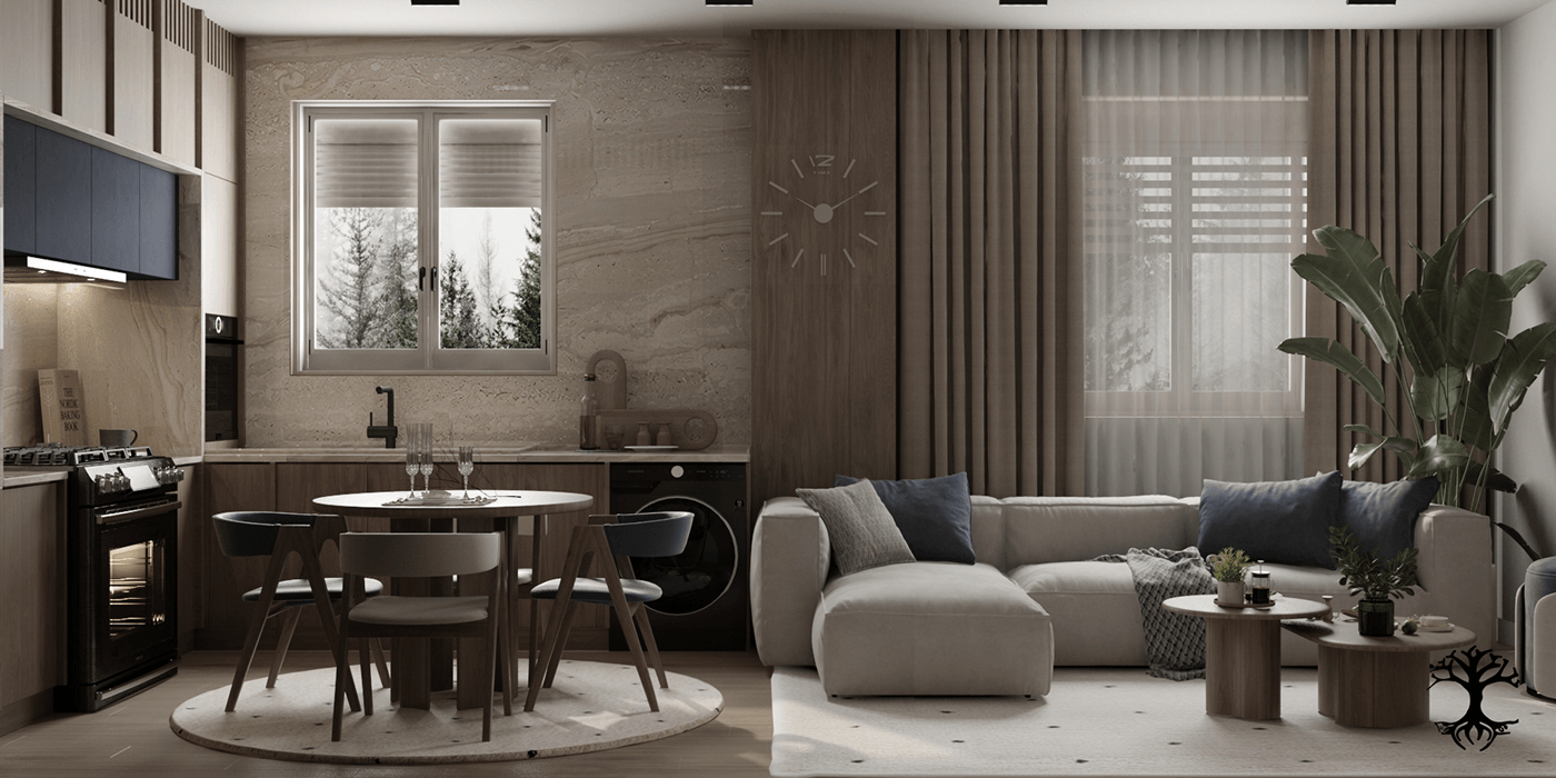 architecture Render visualization interior design  3ds max vray archviz kitchen living room archvis