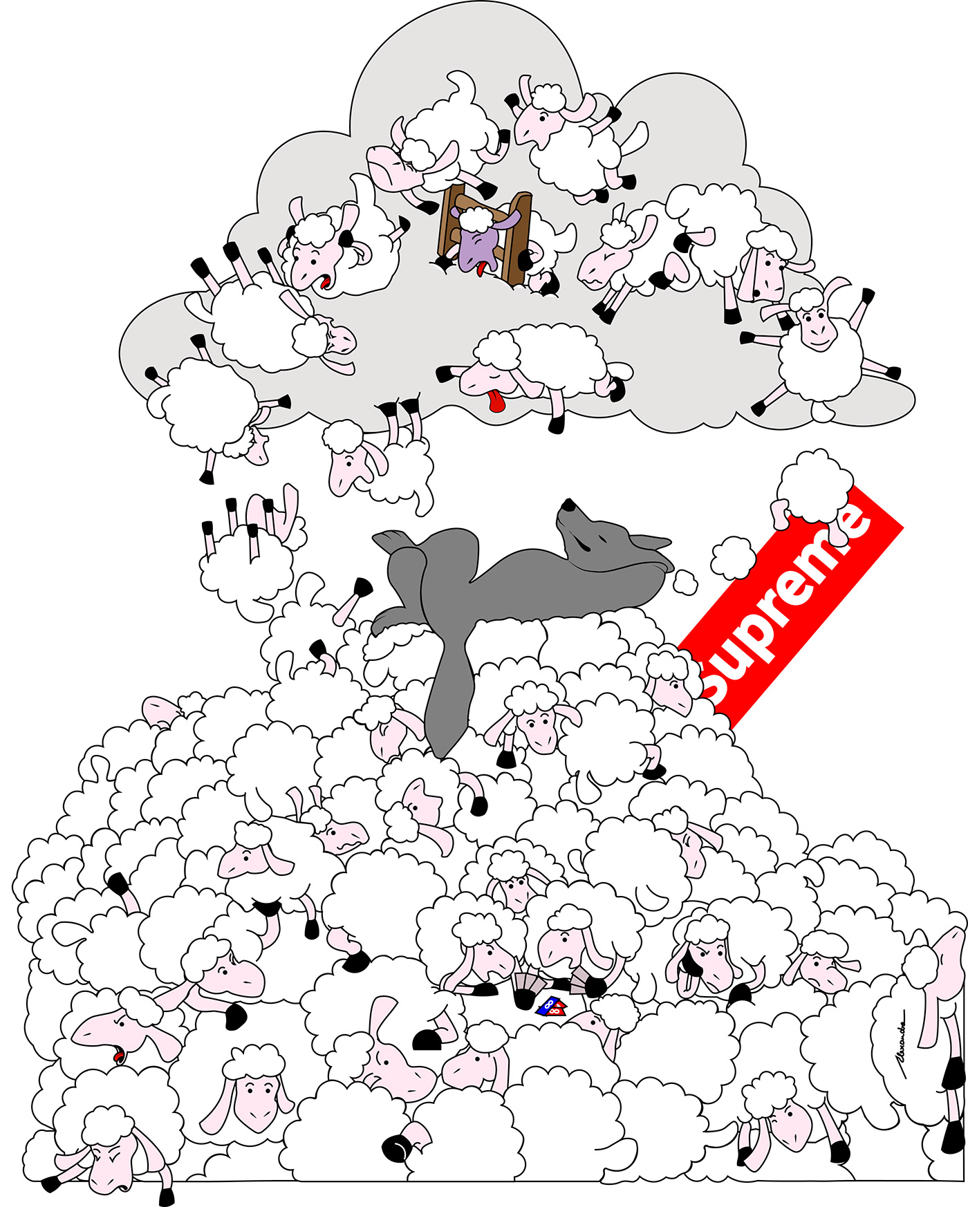 sheep cartoon adobe illustrator designer visual identity wolf Digital Art  ILLUSTRATION  concept art