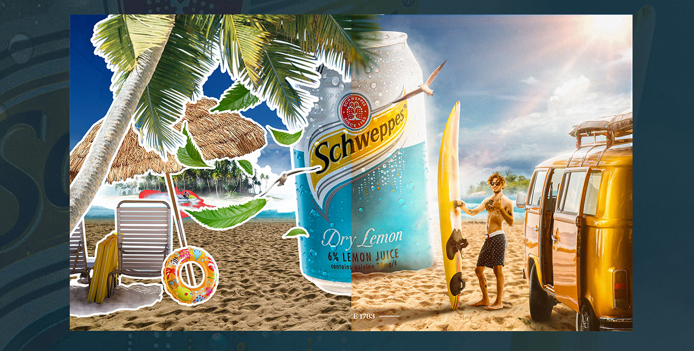 products schweppes drink Advertising  soda manipulation Photo Manipulation  Editing  artwork can