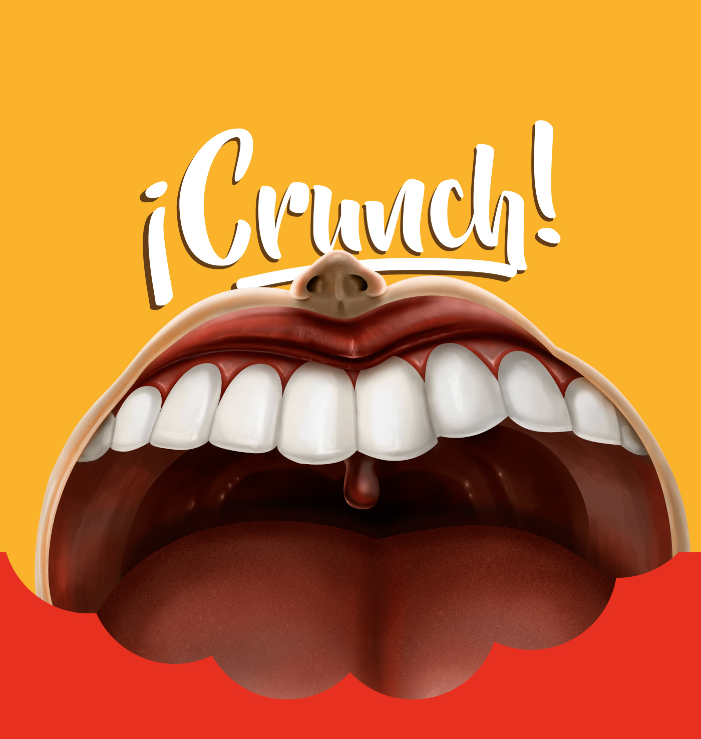 sausage crunch Mouth digital paint bite open mouth lettering Advertising  salchicha packing