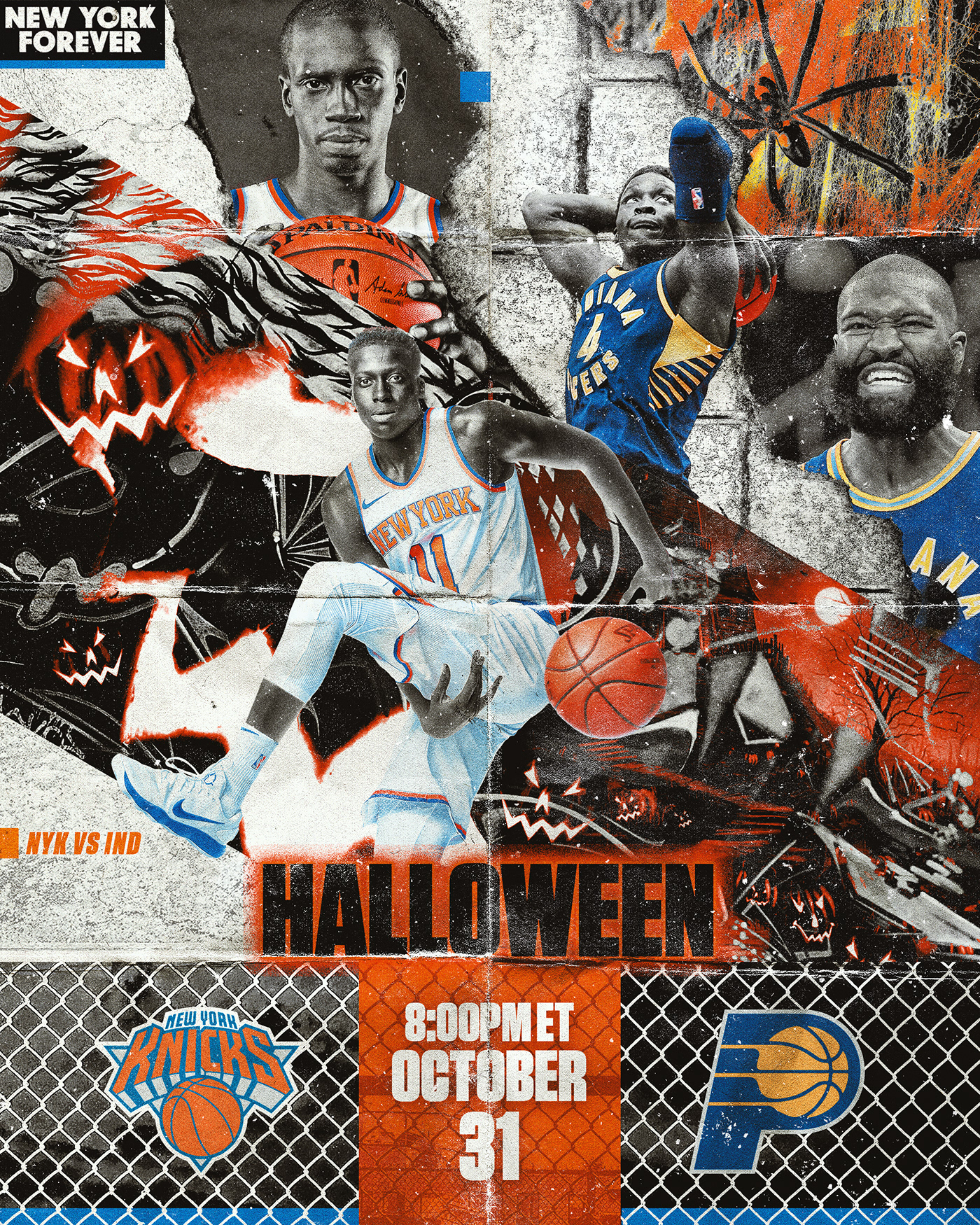 Knicks SMSports New York basketball sport NBA poster grunge collage Tyson Beck