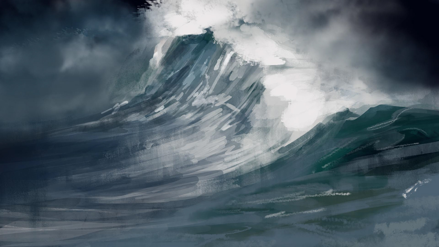 Digital Art  painting   study waves Ocean colors ILLUSTRATION 