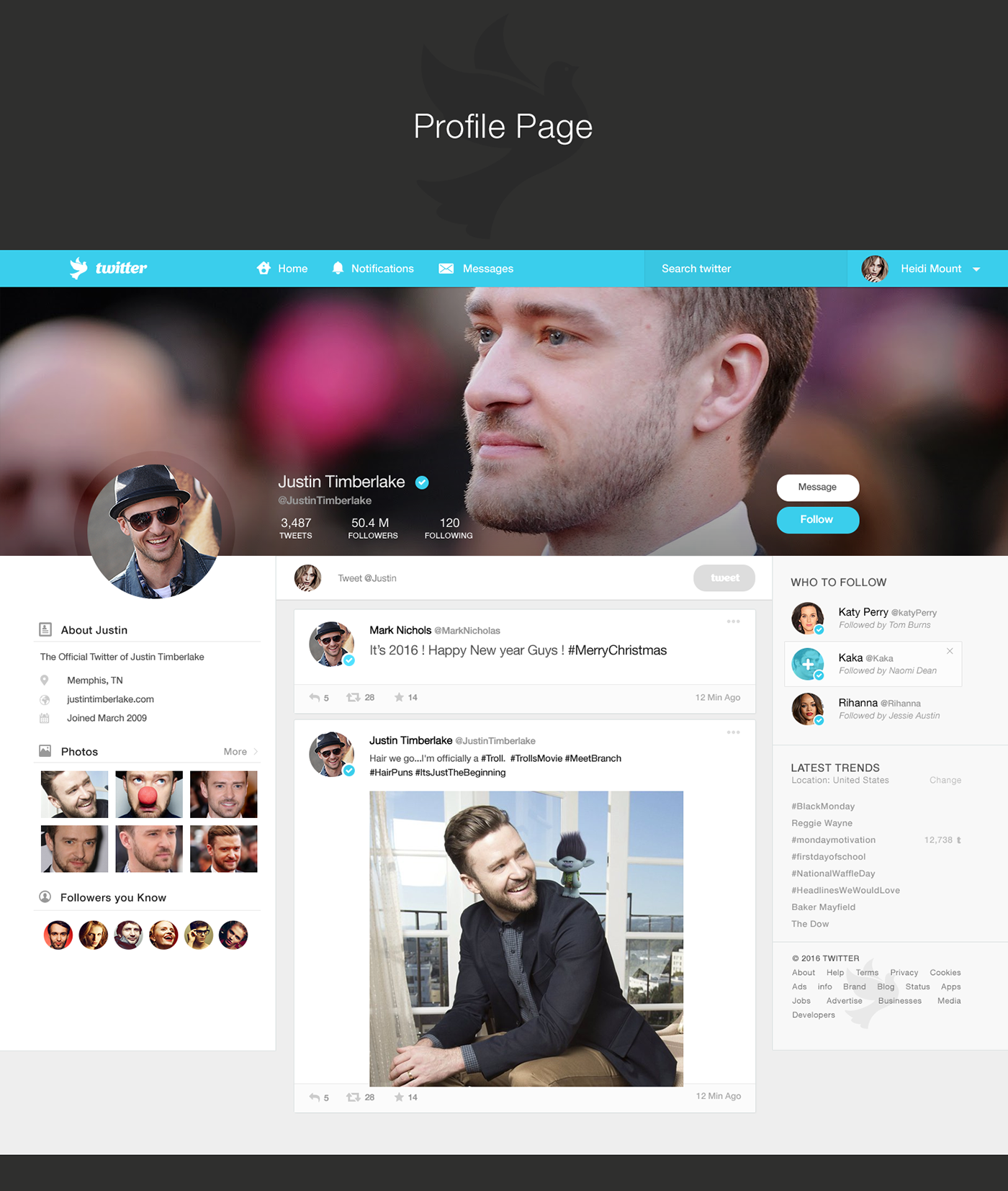 twitter social media facebook redesign Web Design  UI/UX profile landing page google graphic design 