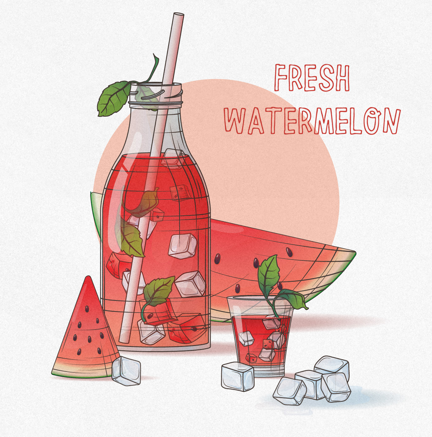 adobe illustrator beverage cocktail Digital Art  drink Fruit ILLUSTRATION  juice sketch vector