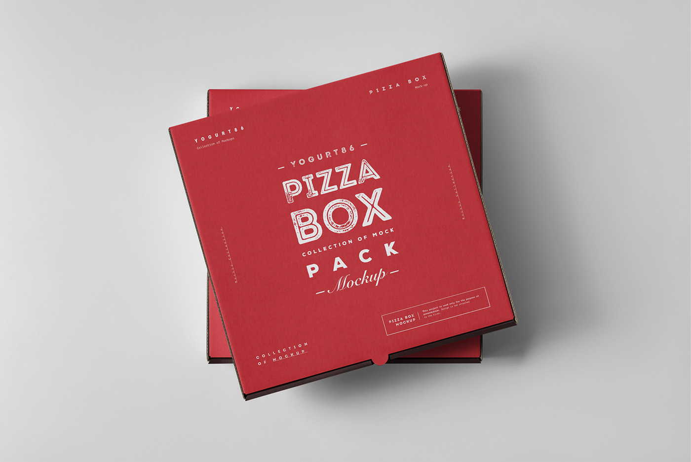 cardboard carton square Pizza box package mock-up italian open medium