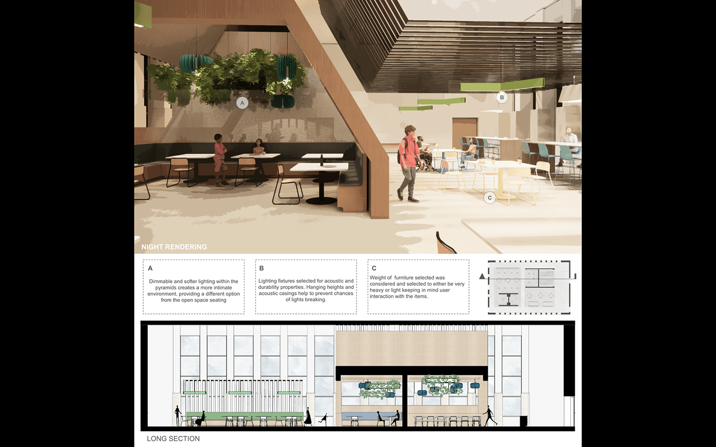 interior design  architecture neurodiversity autism design enscape revit dining hall