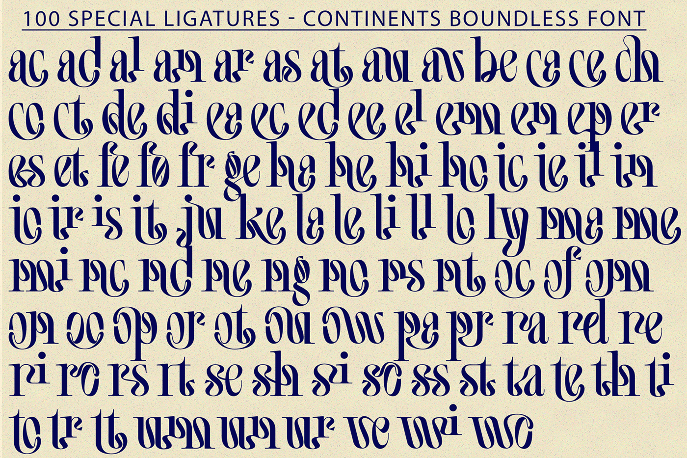 continents elegant font font Unique Font  unique ligatures Boundless Font Continents Boundless
